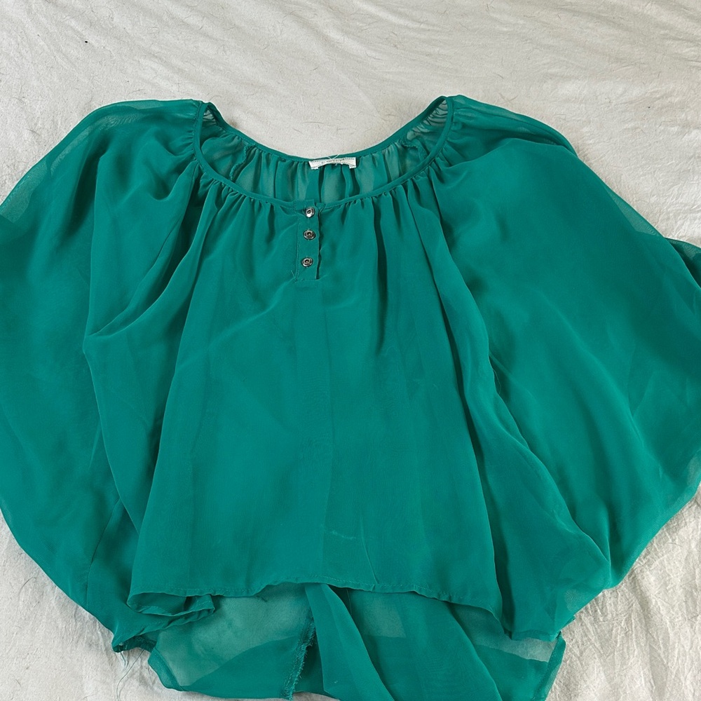 Poetry Teal Blouse with Button Detail